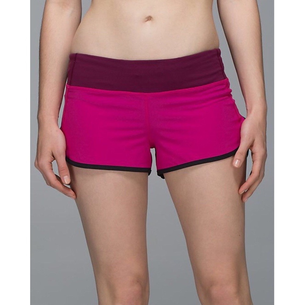 Lululemon Speed Up Shorts Pink Burgundy Low Rise Running Shorts Size 10